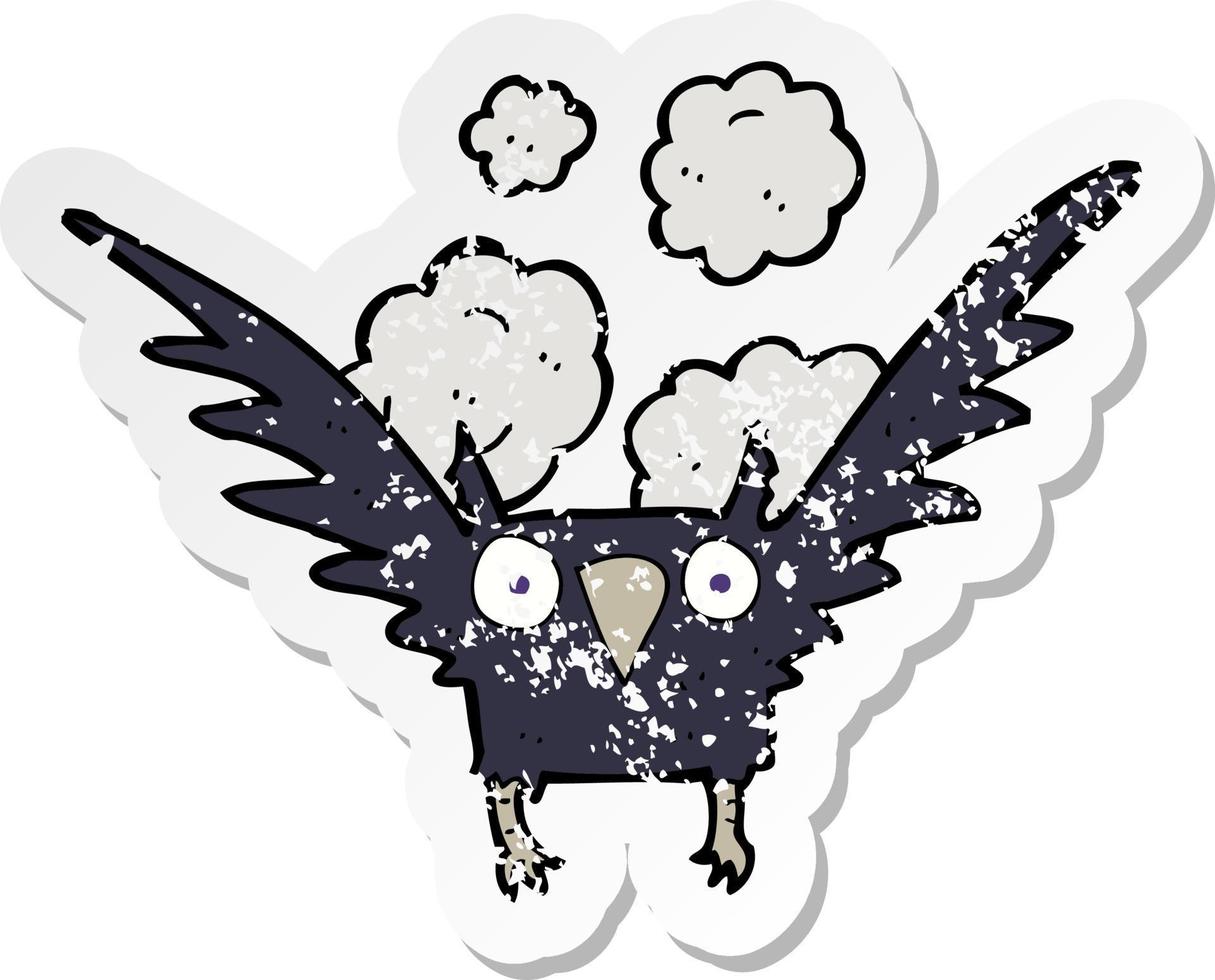 retro distressed sticker of a cartoon spooky bird vector