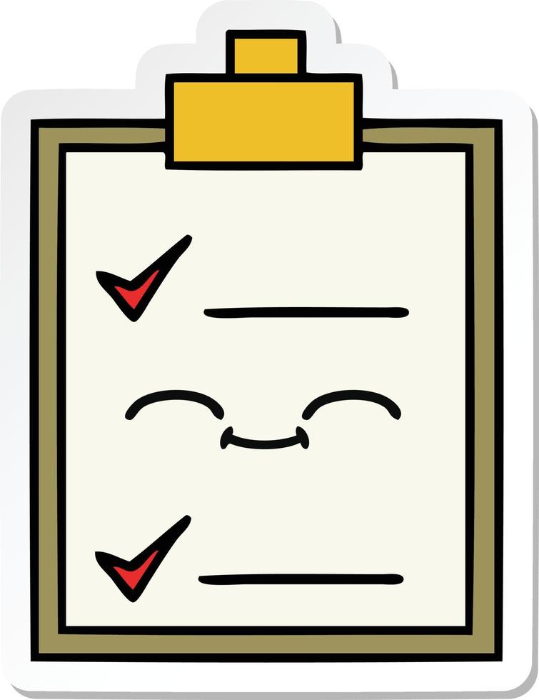 sticker of a cute cartoon check list vector