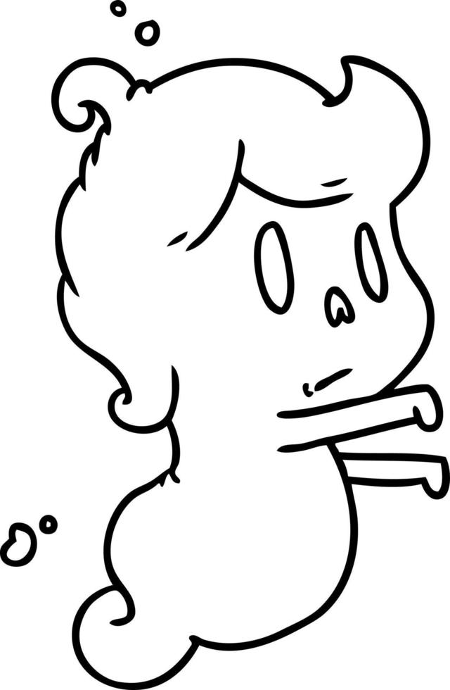 line drawing of a kawaii cute ghost vector