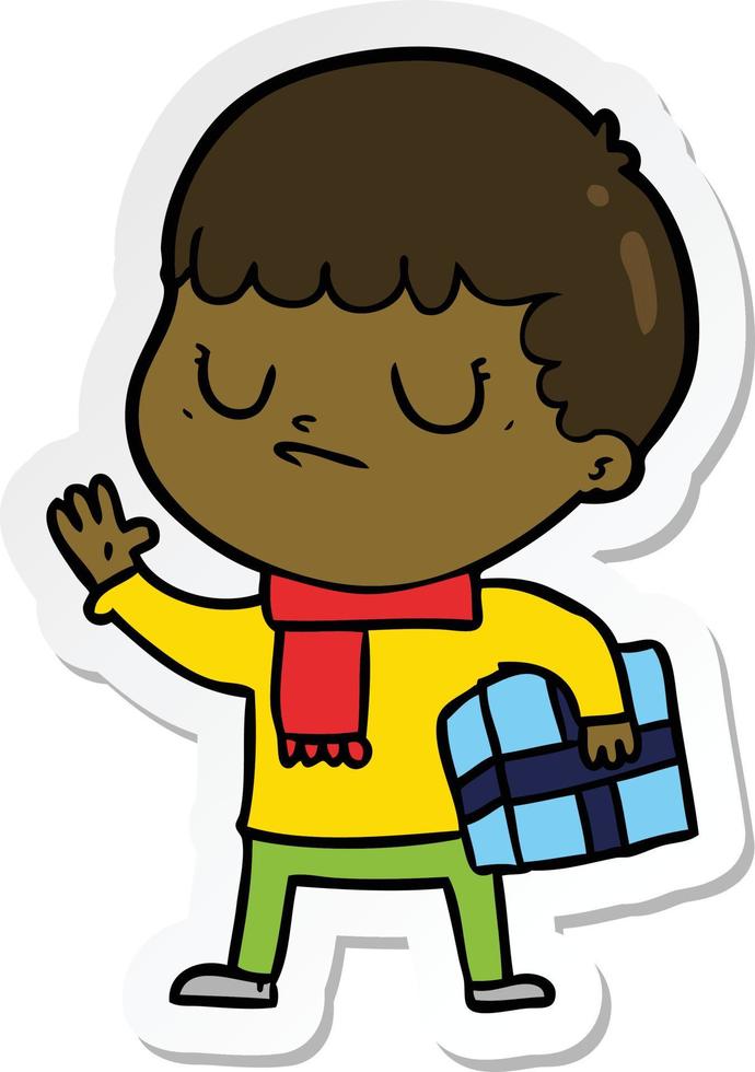 pegatina de un niño gruñón de dibujos animados vector