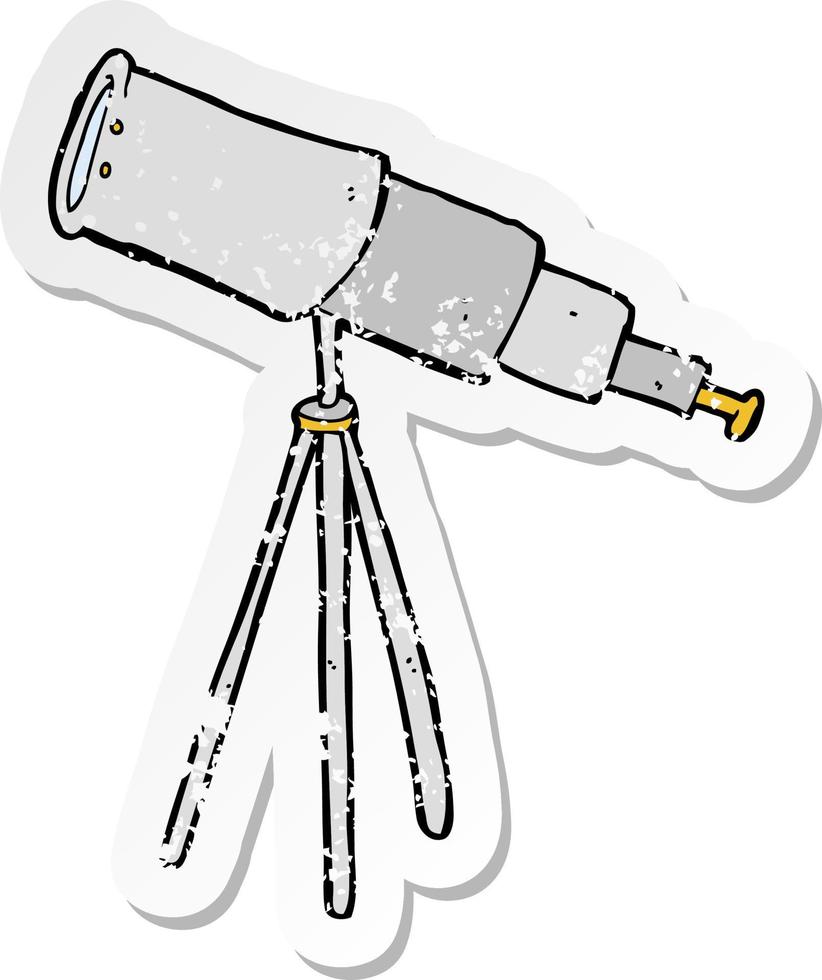retro distressed sticker of a cartoon telescope vector