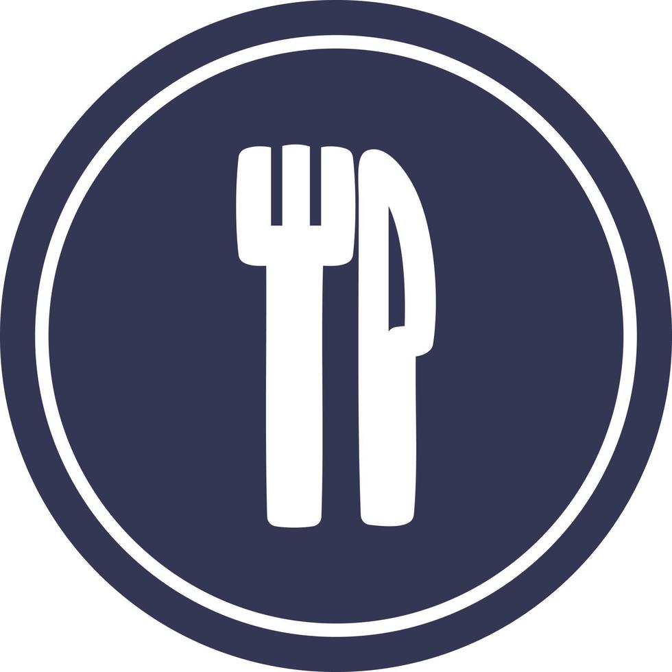 knife and fork circular icon vector