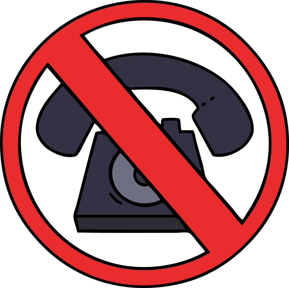 cute cartoon no phones allowed sign vector