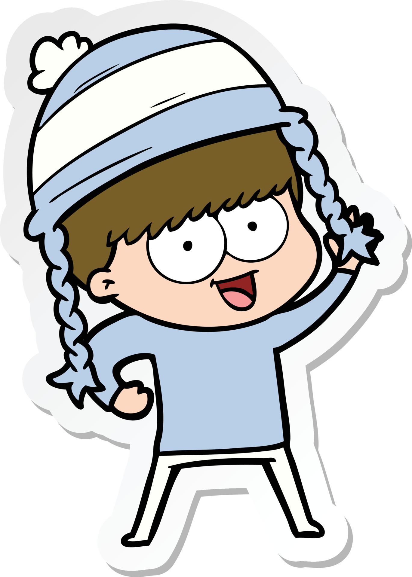 sticker of a happy cartoon boy wearing hat 8702378 Vector Art at Vecteezy