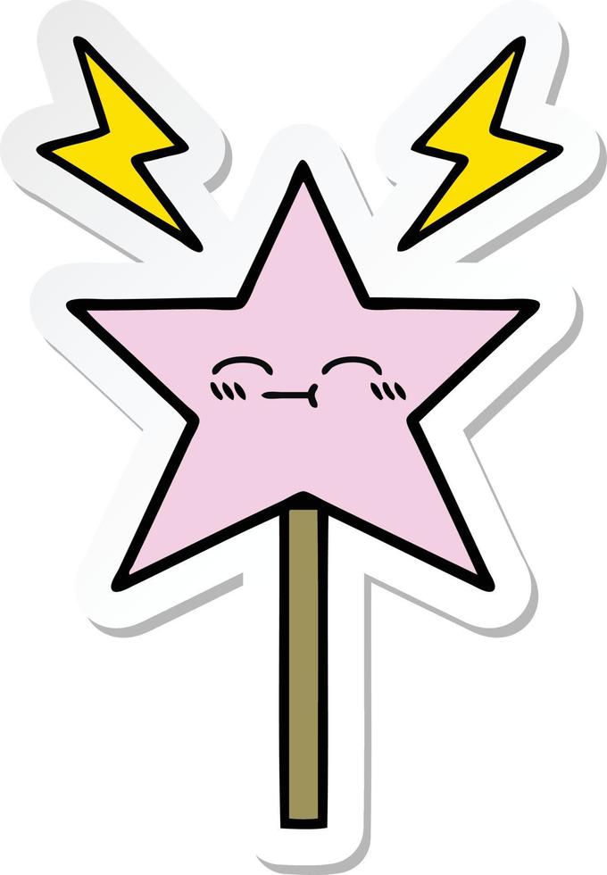 sticker of a cute cartoon magic wand vector