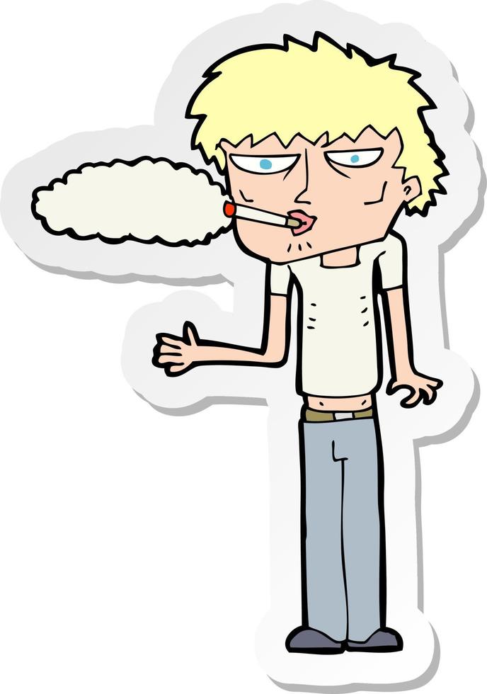 sticker of a cartoon smoker vector