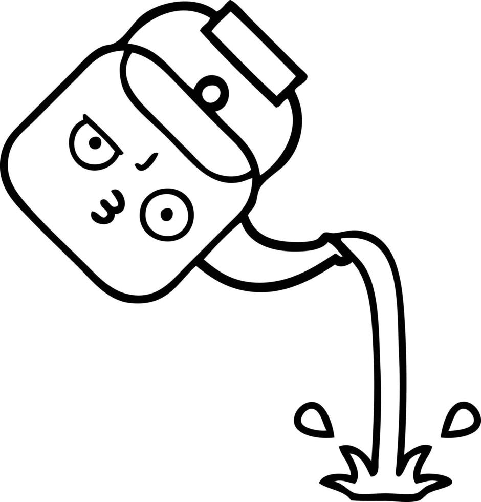 line drawing cartoon pouring kettle vector