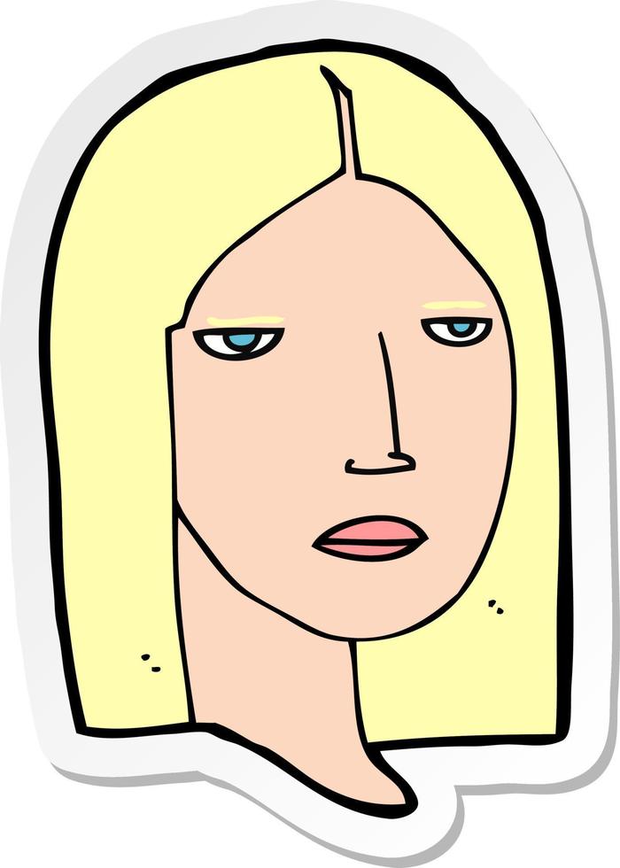 sticker of a cartoon serious woman vector