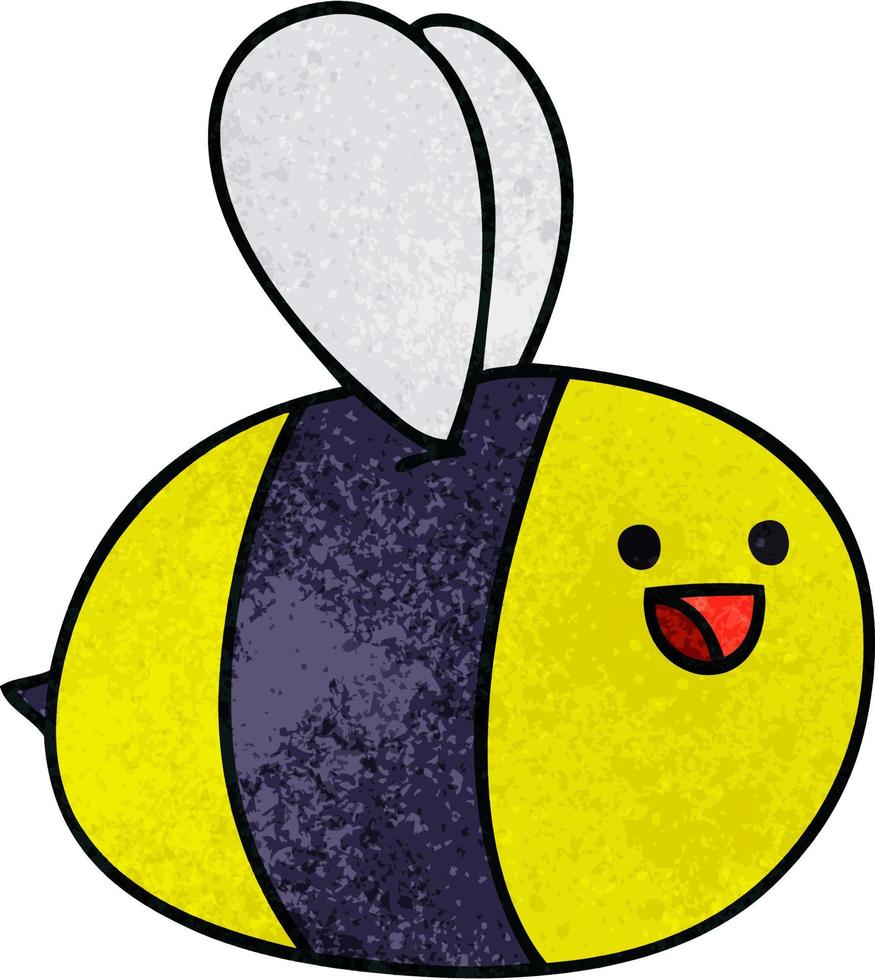quirky hand drawn cartoon bumblebee vector