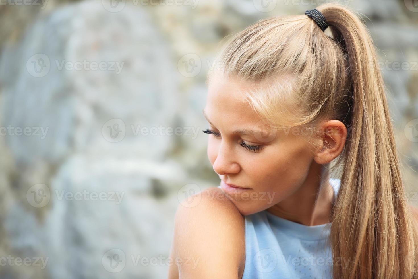 Portrait of beautiful blonde caucasian girl photo