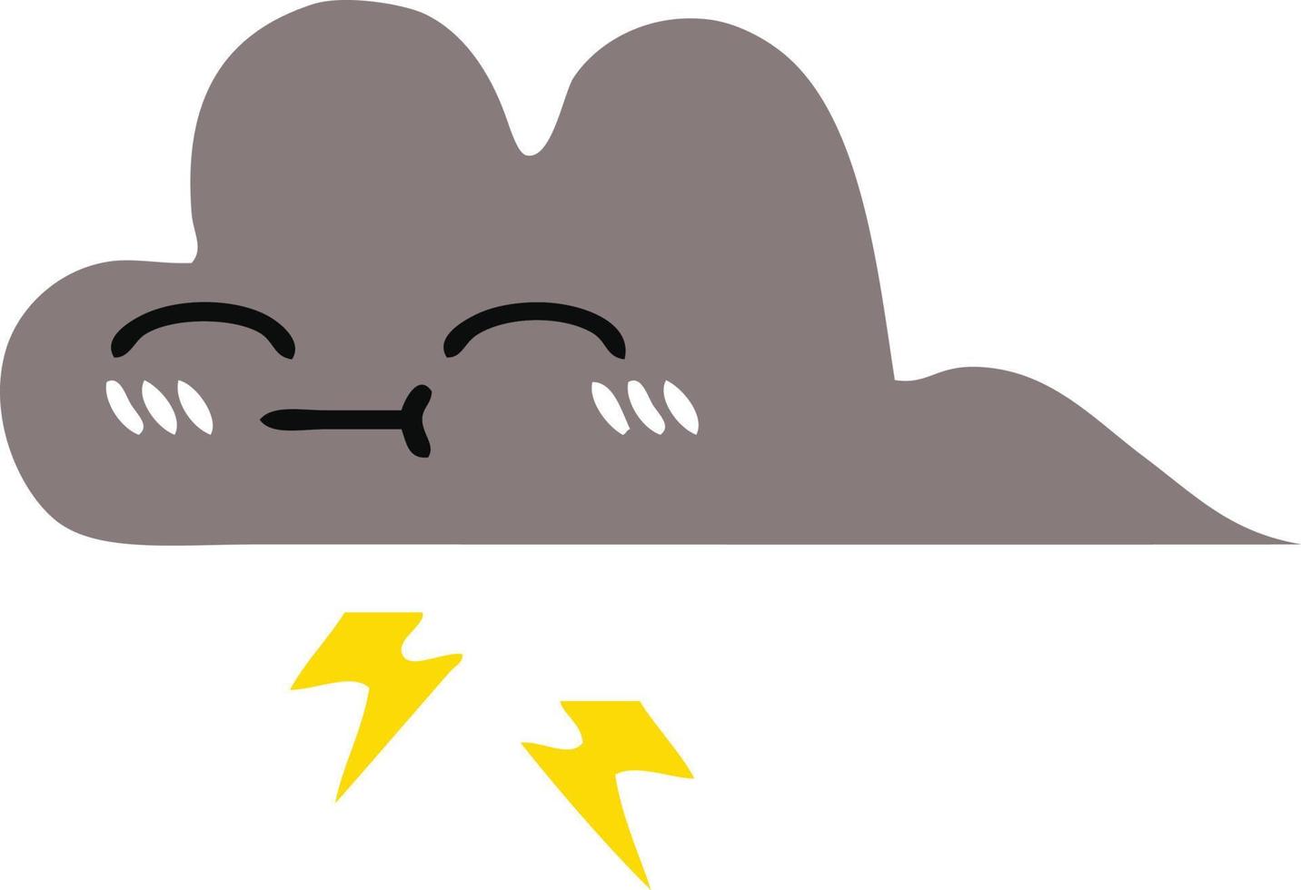 flat color retro cartoon storm cloud vector