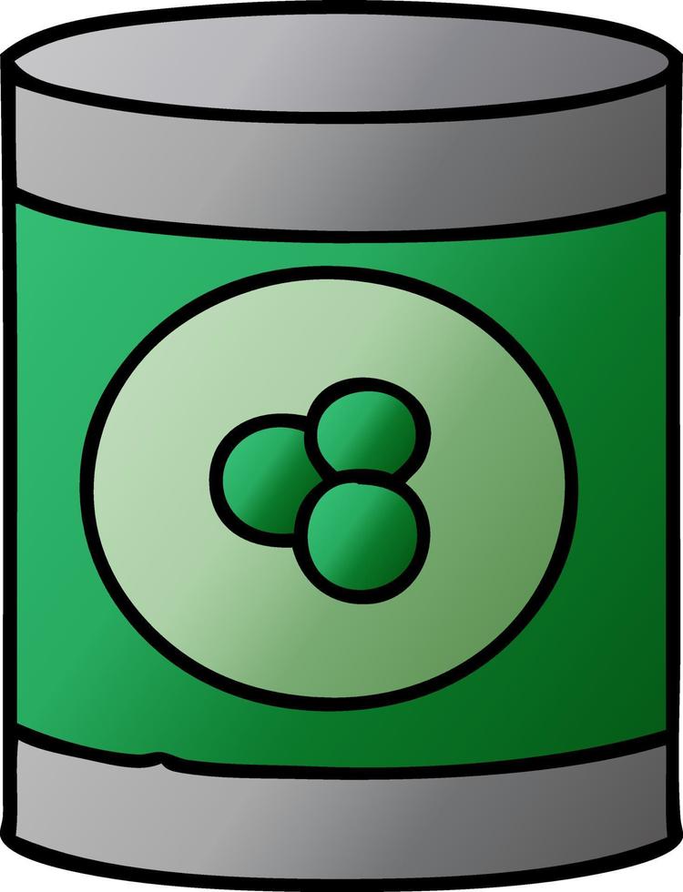 gradient cartoon doodle of a can of peaches vector