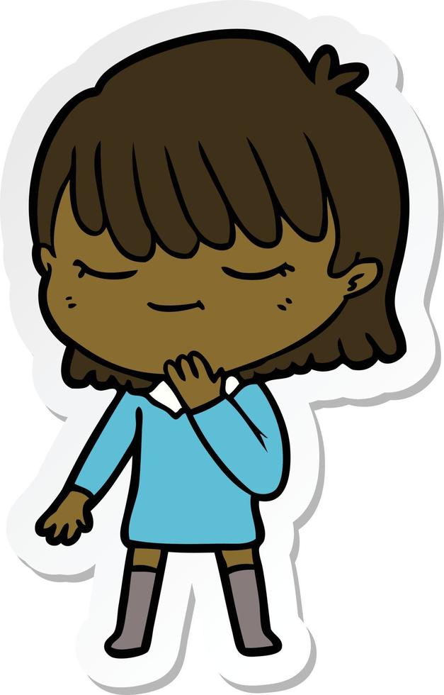 sticker of a cartoon woman vector