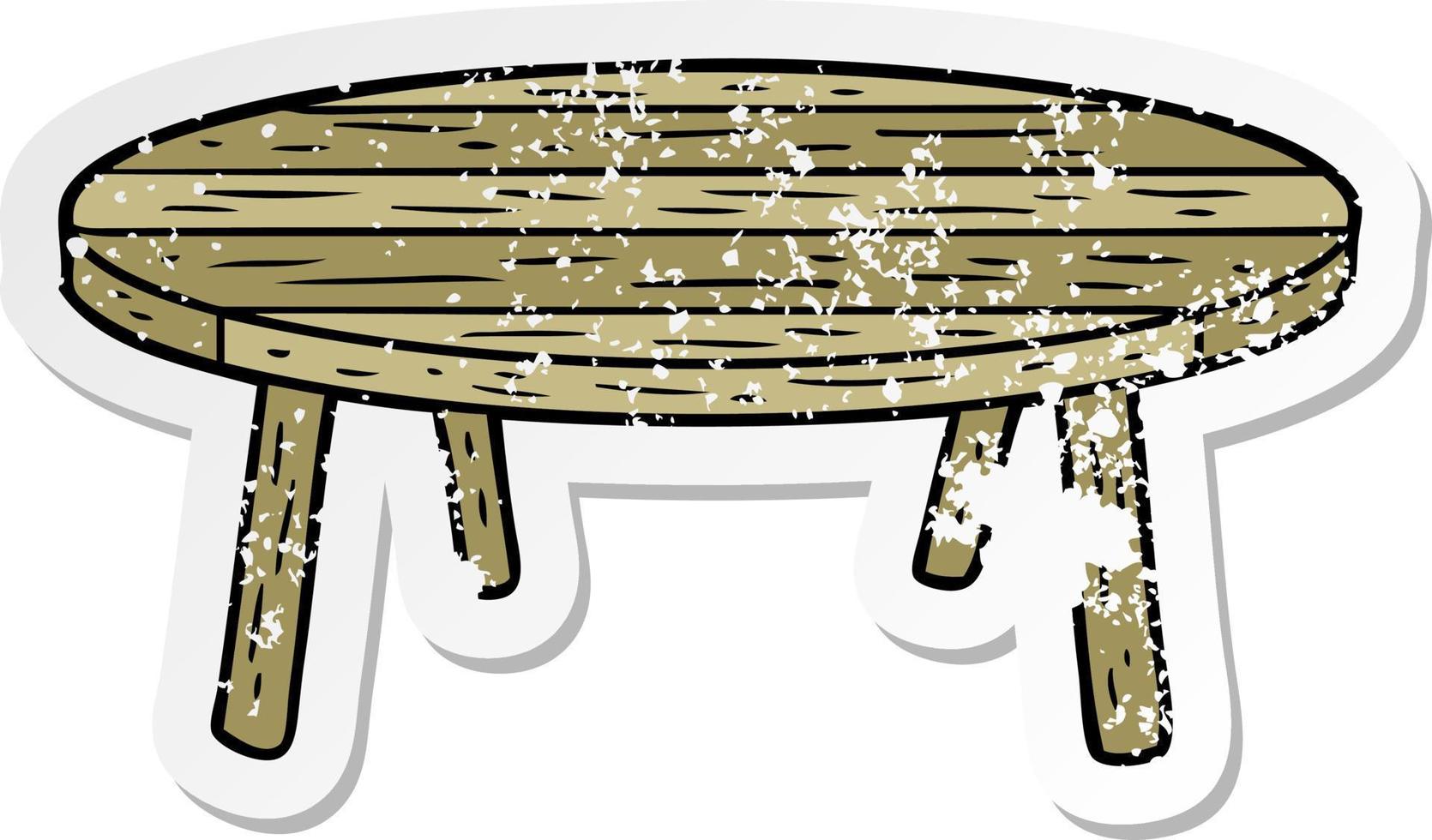 distressed sticker of a cartoon table vector