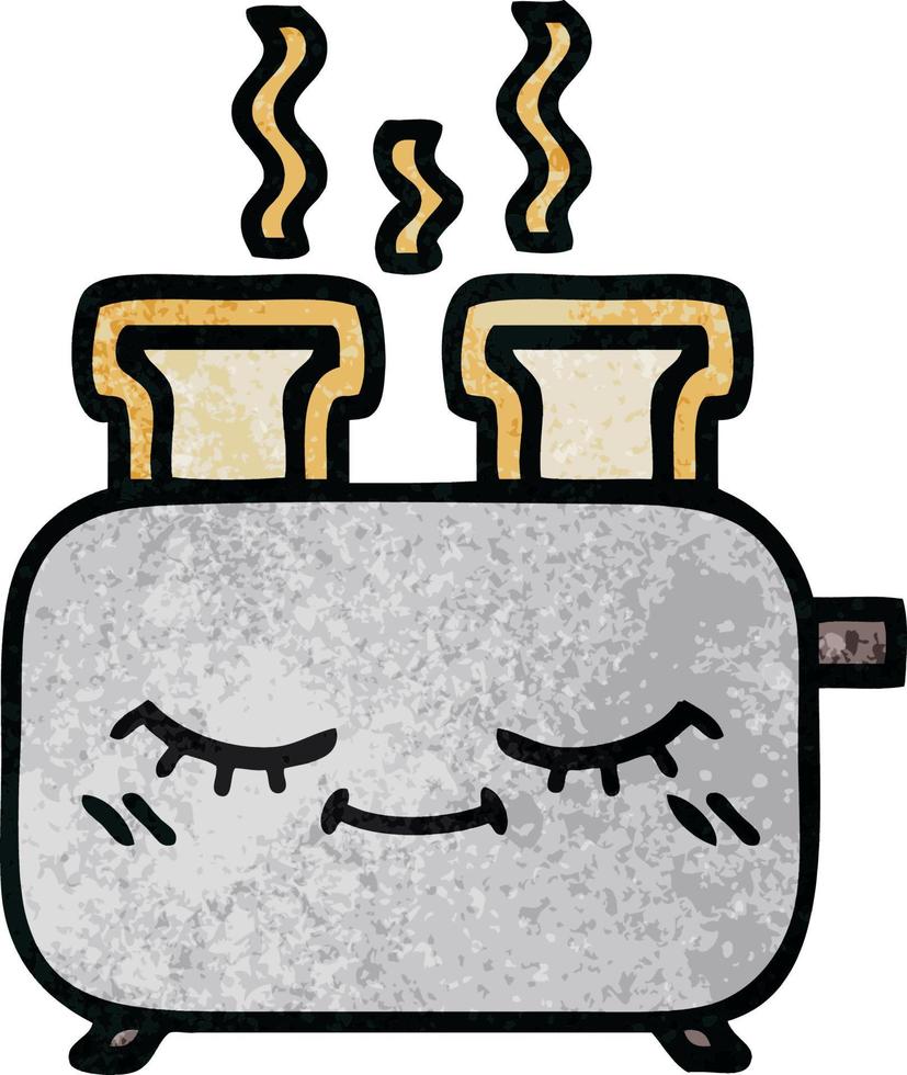 retro grunge texture cartoon of a toaster vector