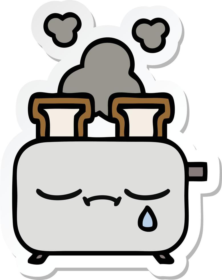 sticker of a cute cartoon of a toaster vector