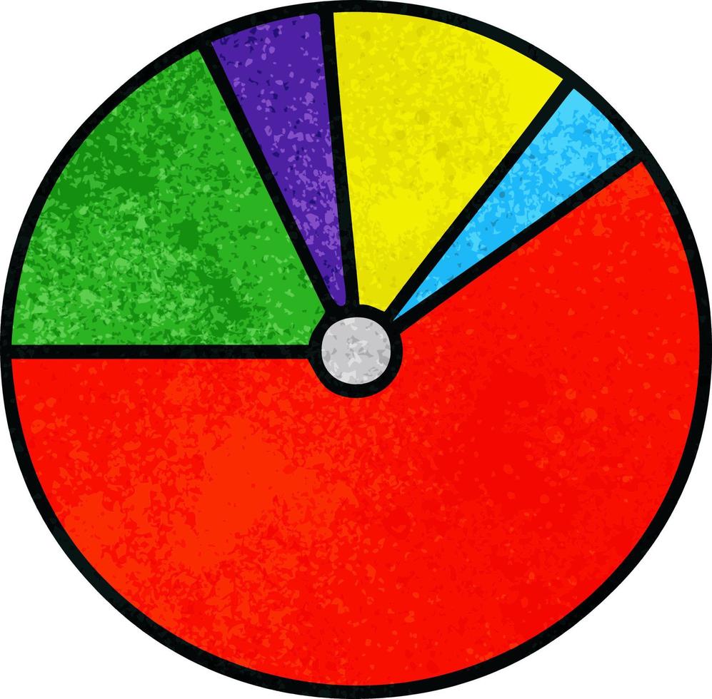 retro grunge texture cartoon pie chart vector