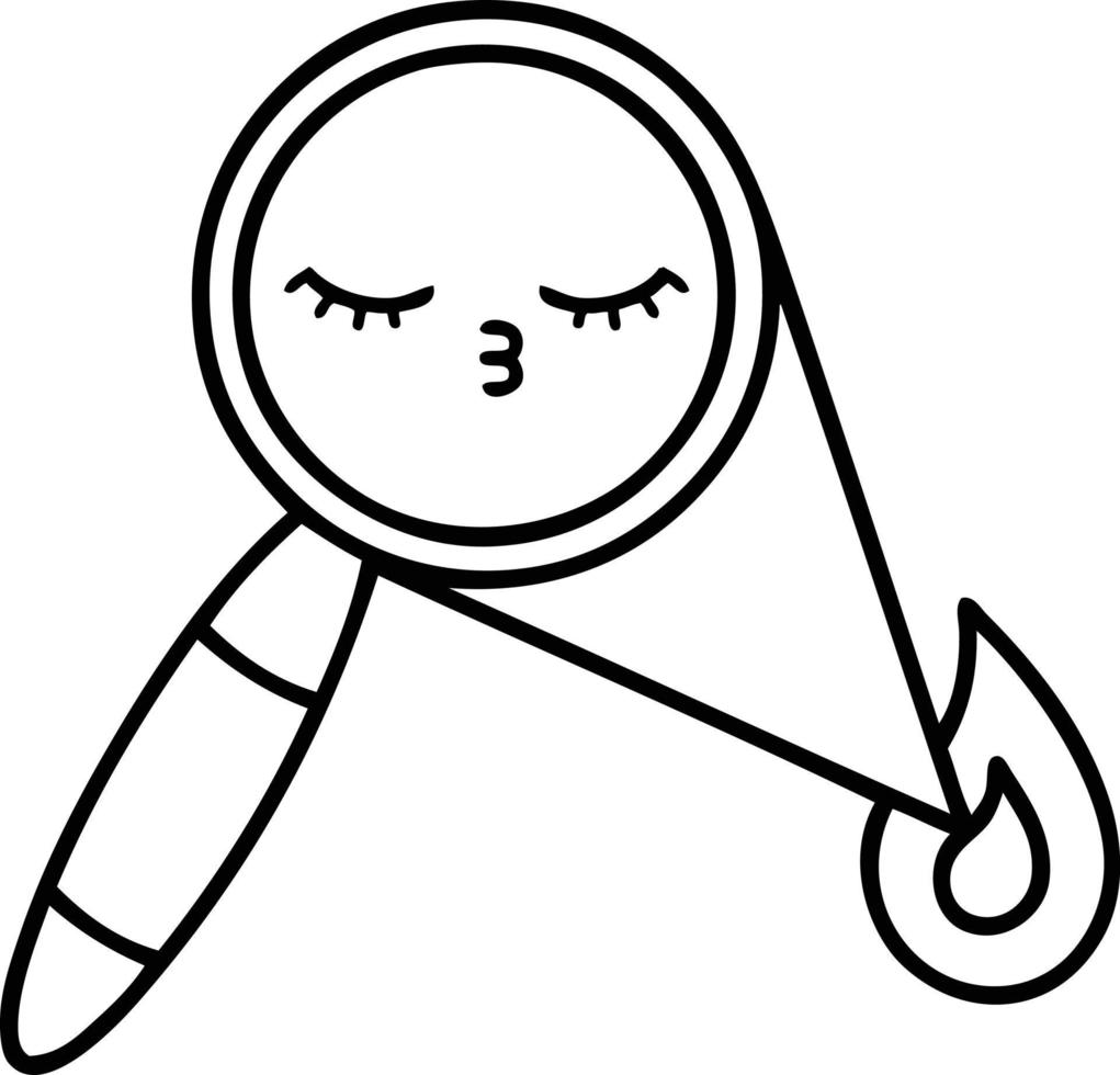 line drawing cartoon magnifying glass vector