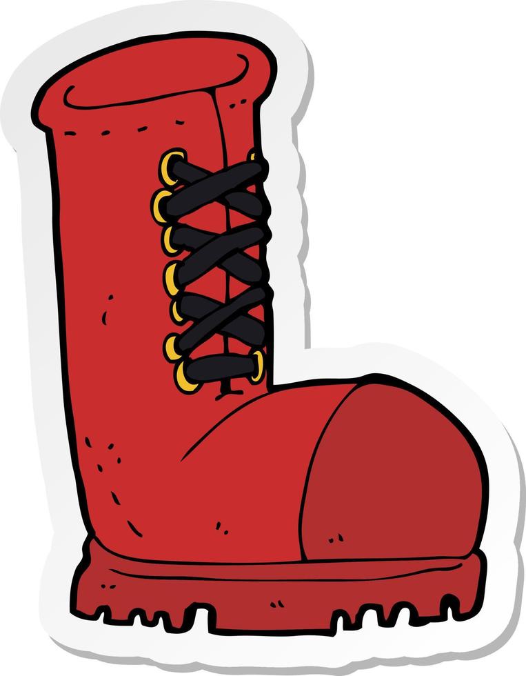 sticker of a cartoon old work boot vector