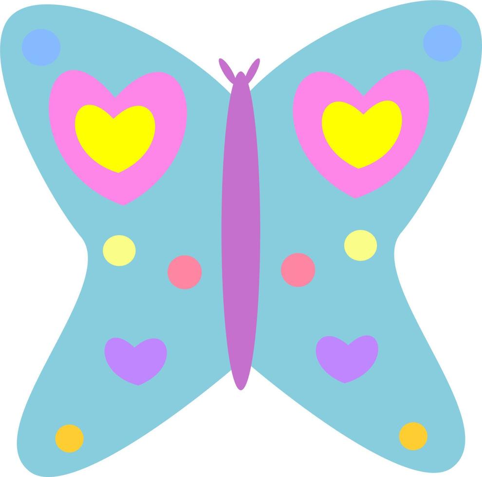 linda mariposa con corazones rosas vector