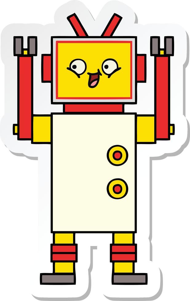 sticker of a cute cartoon robot vector