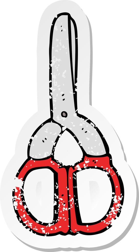 retro distressed sticker of a cartoon scissors vector