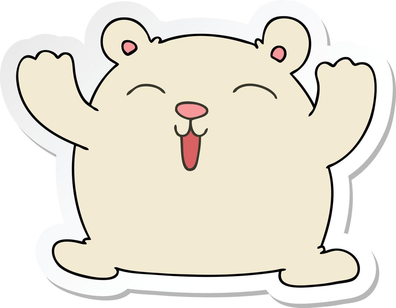 sticker of a quirky hand drawn cartoon funny polar bear vector