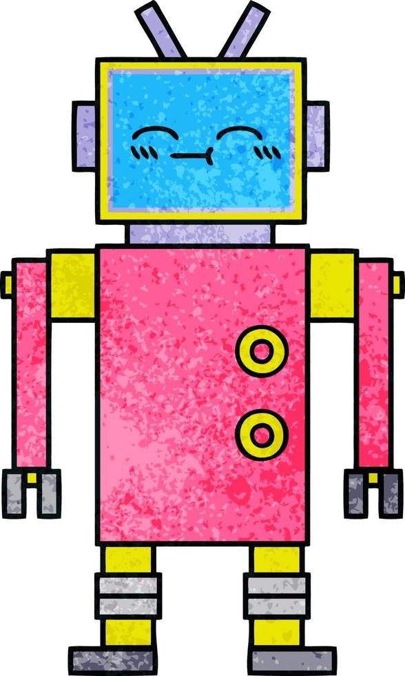 retro grunge texture cartoon robot vector