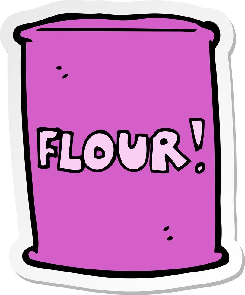 sticker of a cartoon bag of flour vector