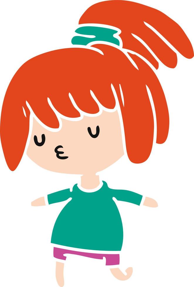 caricatura, de, un, lindo, kawaii, niña vector