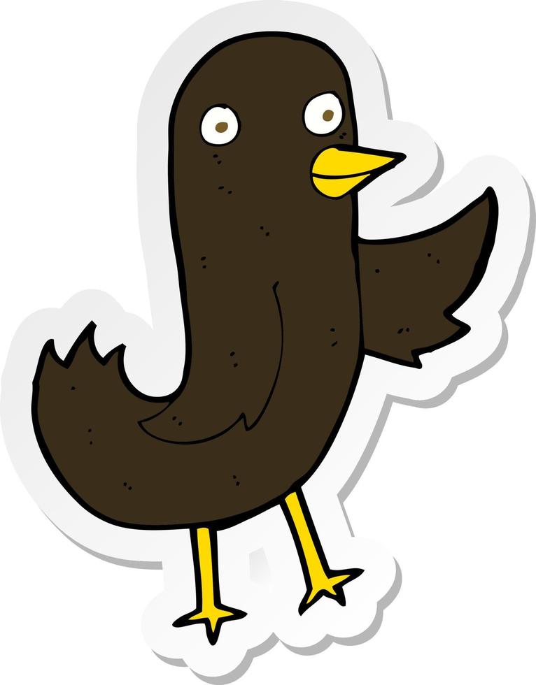 sticker of a funny cartoon bird vector