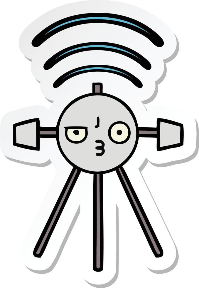 sticker of a cute cartoon satellite vector