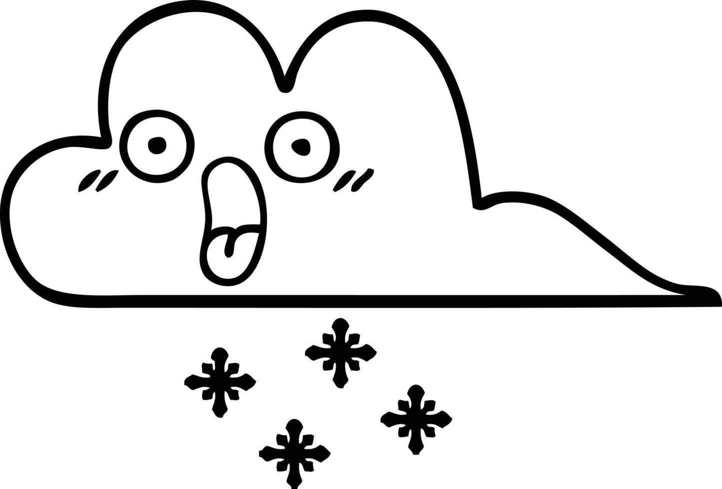 line drawing cartoon storm snow cloud vector