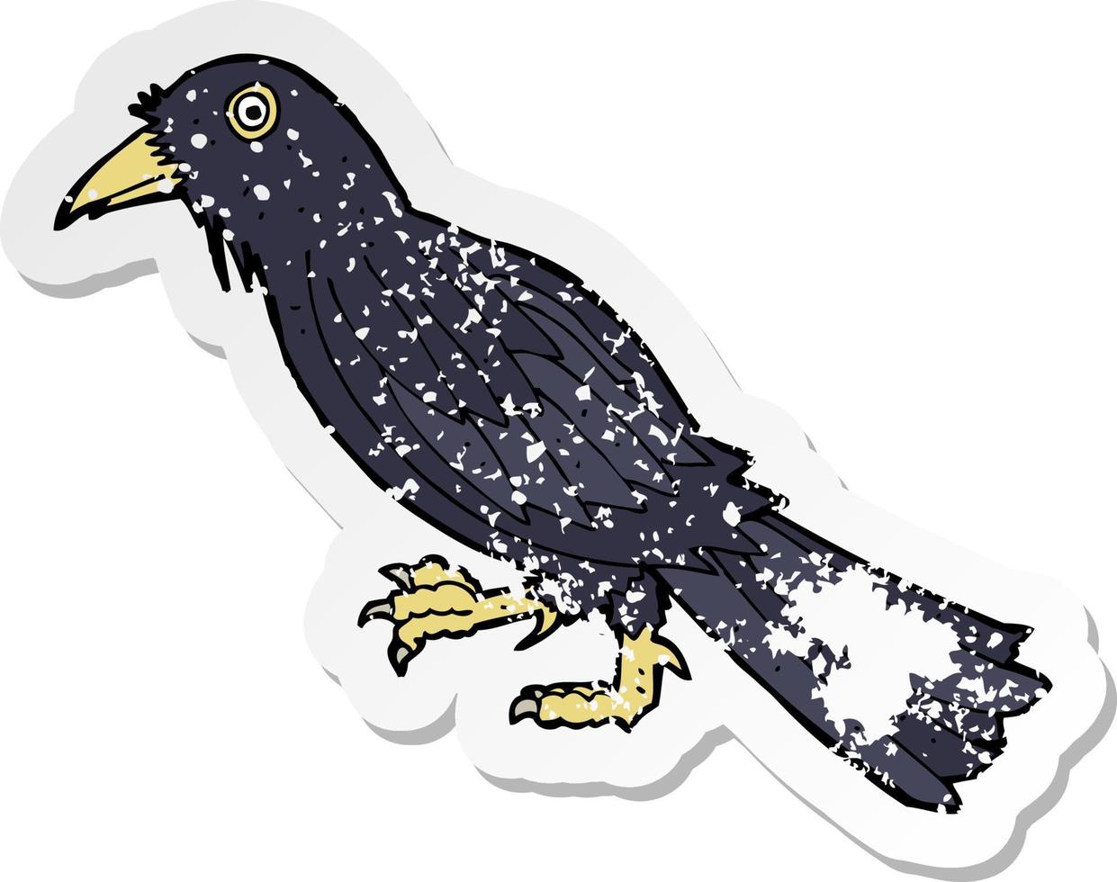 retro distressed sticker of a cartoon crow vector