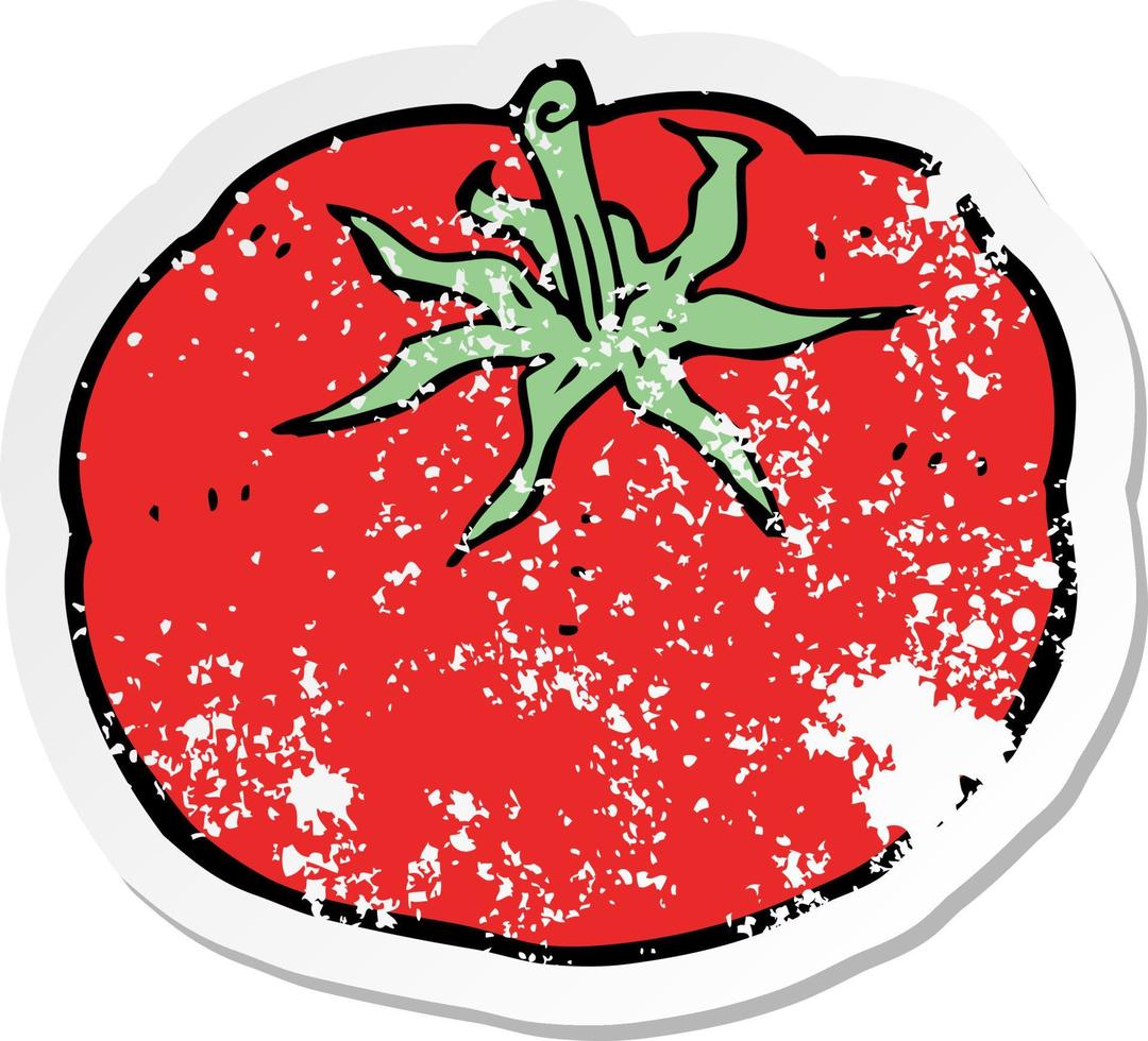 retro distressed sticker of a cartoon tomato vector