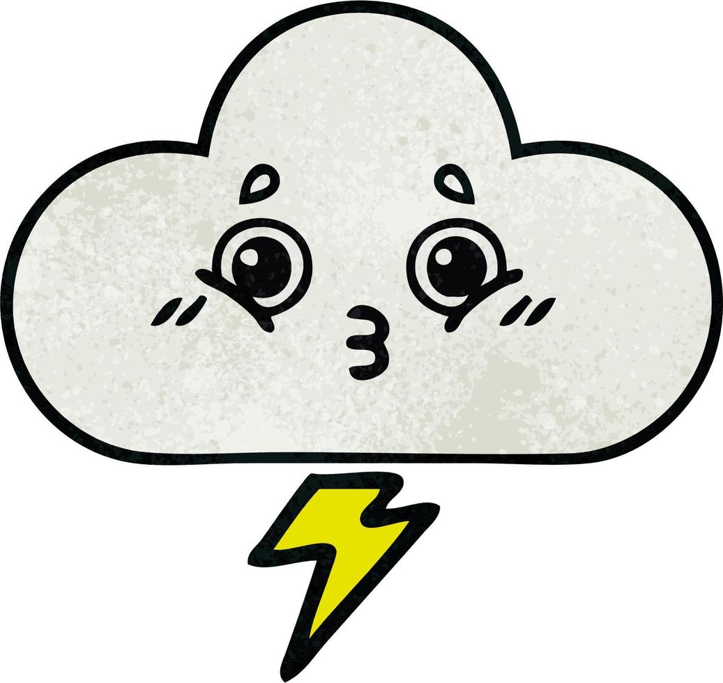 retro grunge texture cartoon storm cloud vector