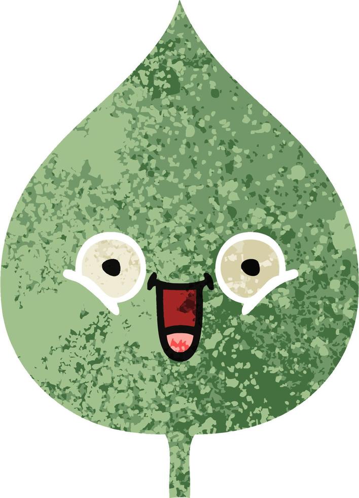 retro illustration style cartoon expressional leaf vector
