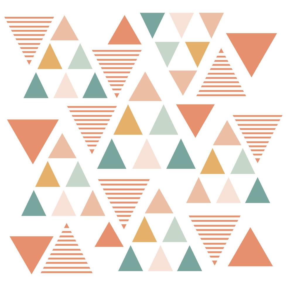 Geometric Triangle vector surface pattern color variation and different size background pastel chic color mix with outline square frame