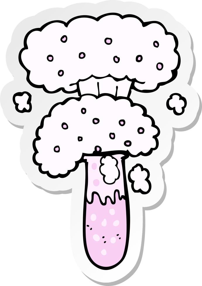 sticker of a cartoon science experiment vector