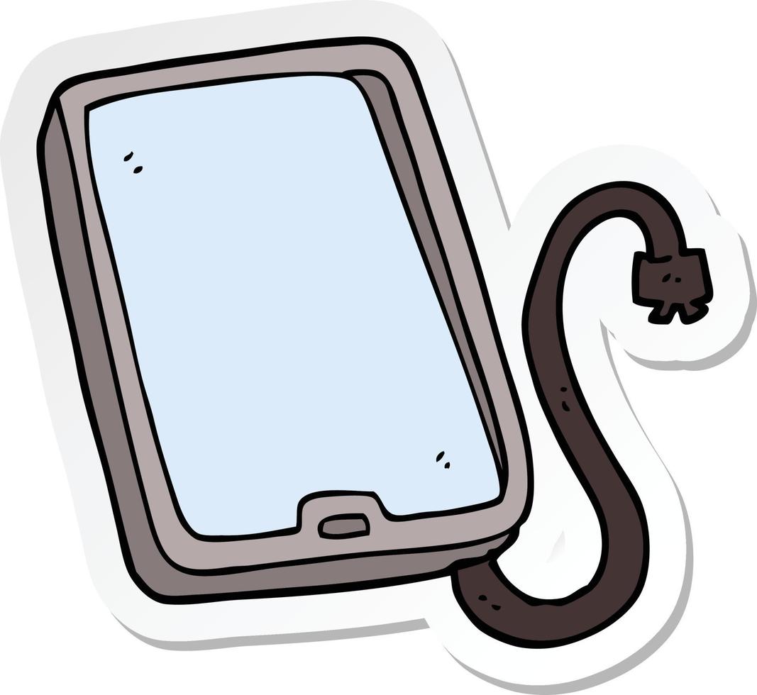 sticker of a cartoon computer tablet vector