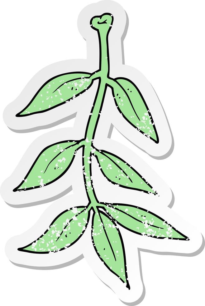 distressed sticker of a cartoon leaves vector