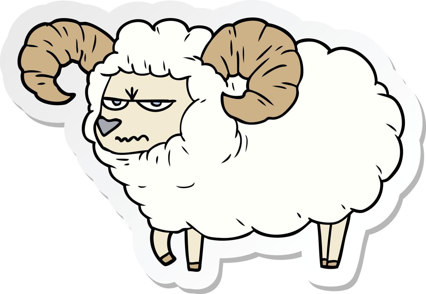 sticker of a cartoon angry ram vector