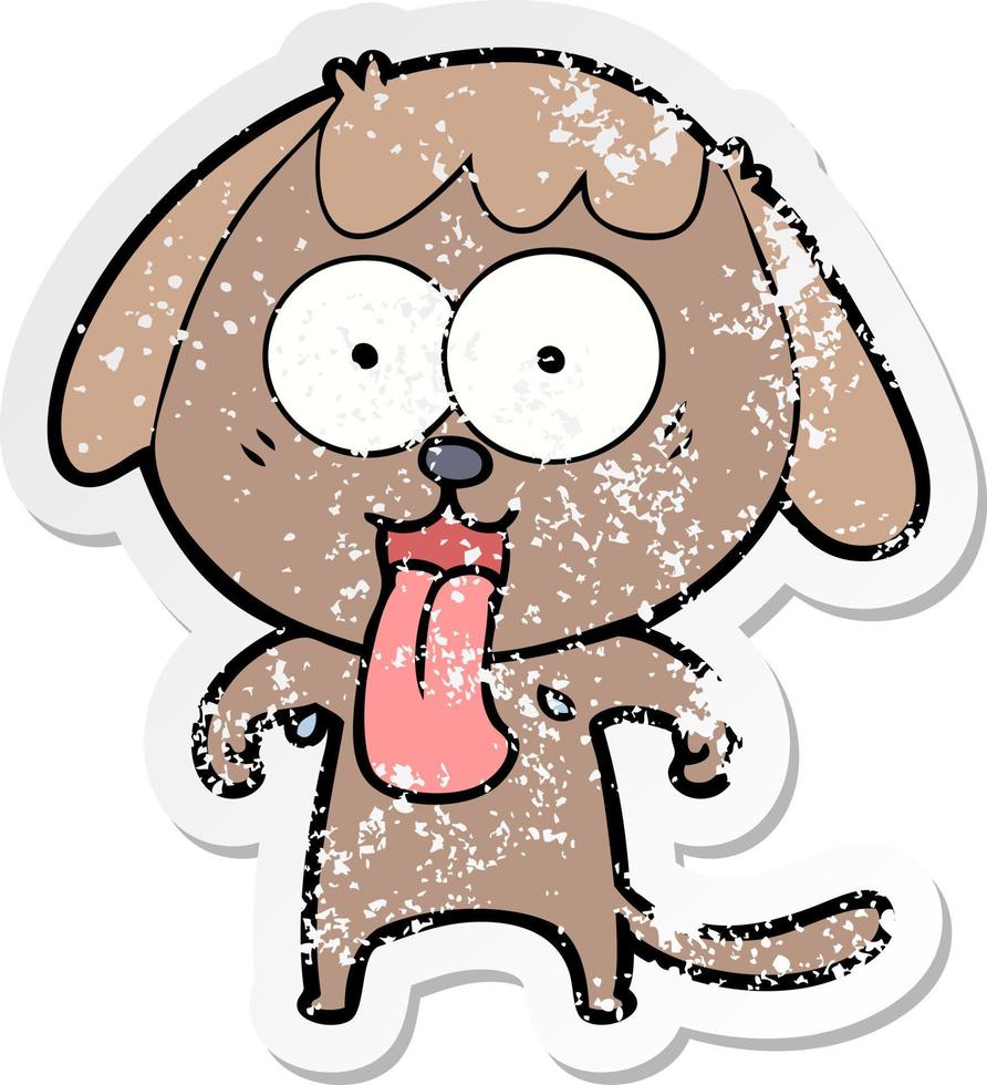 distressed sticker of a cute cartoon dog vector