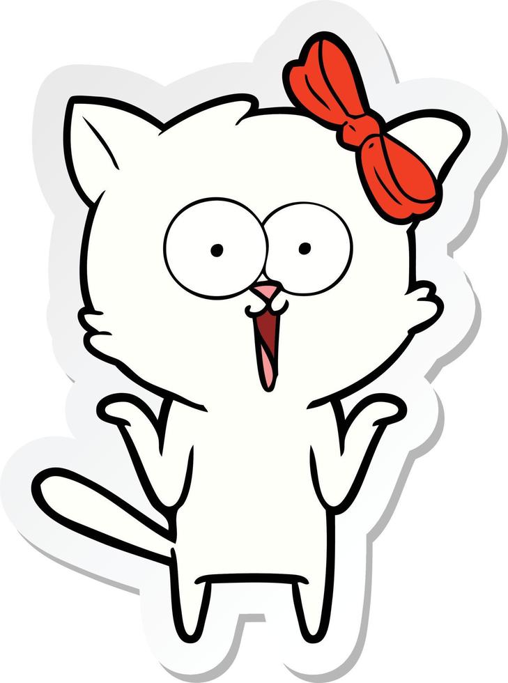 sticker of a cartoon cat vector