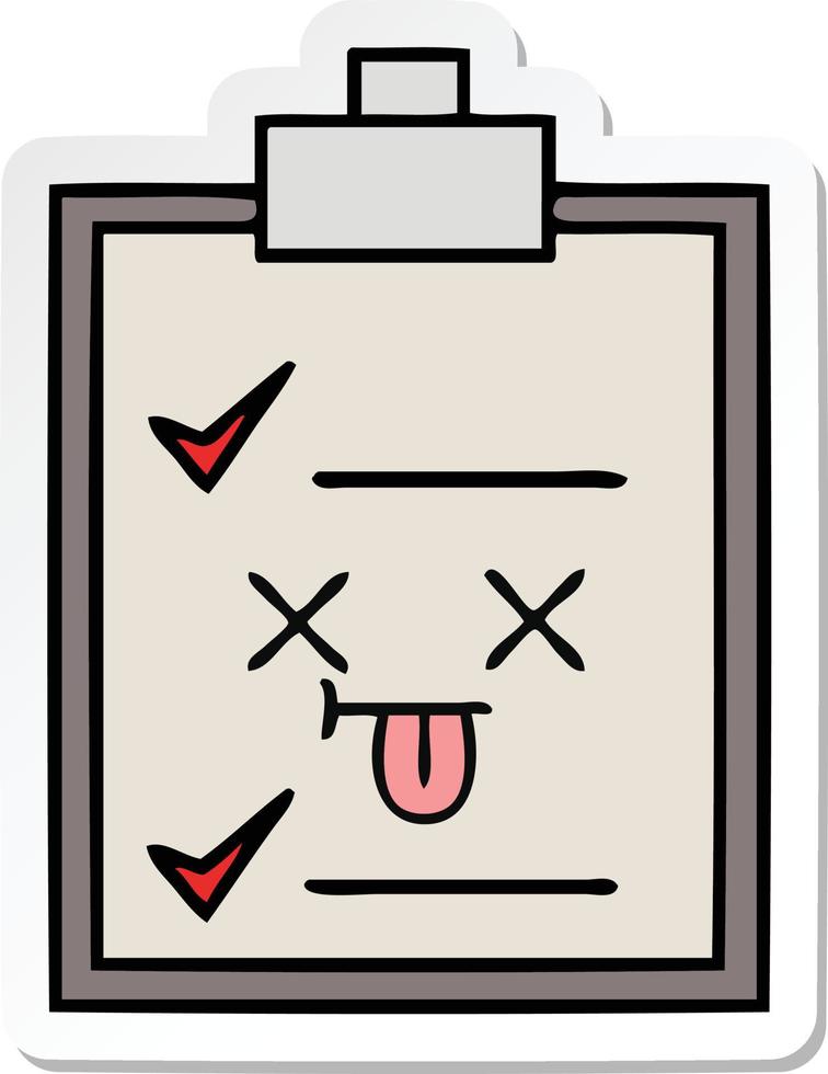 sticker of a cute cartoon check list vector