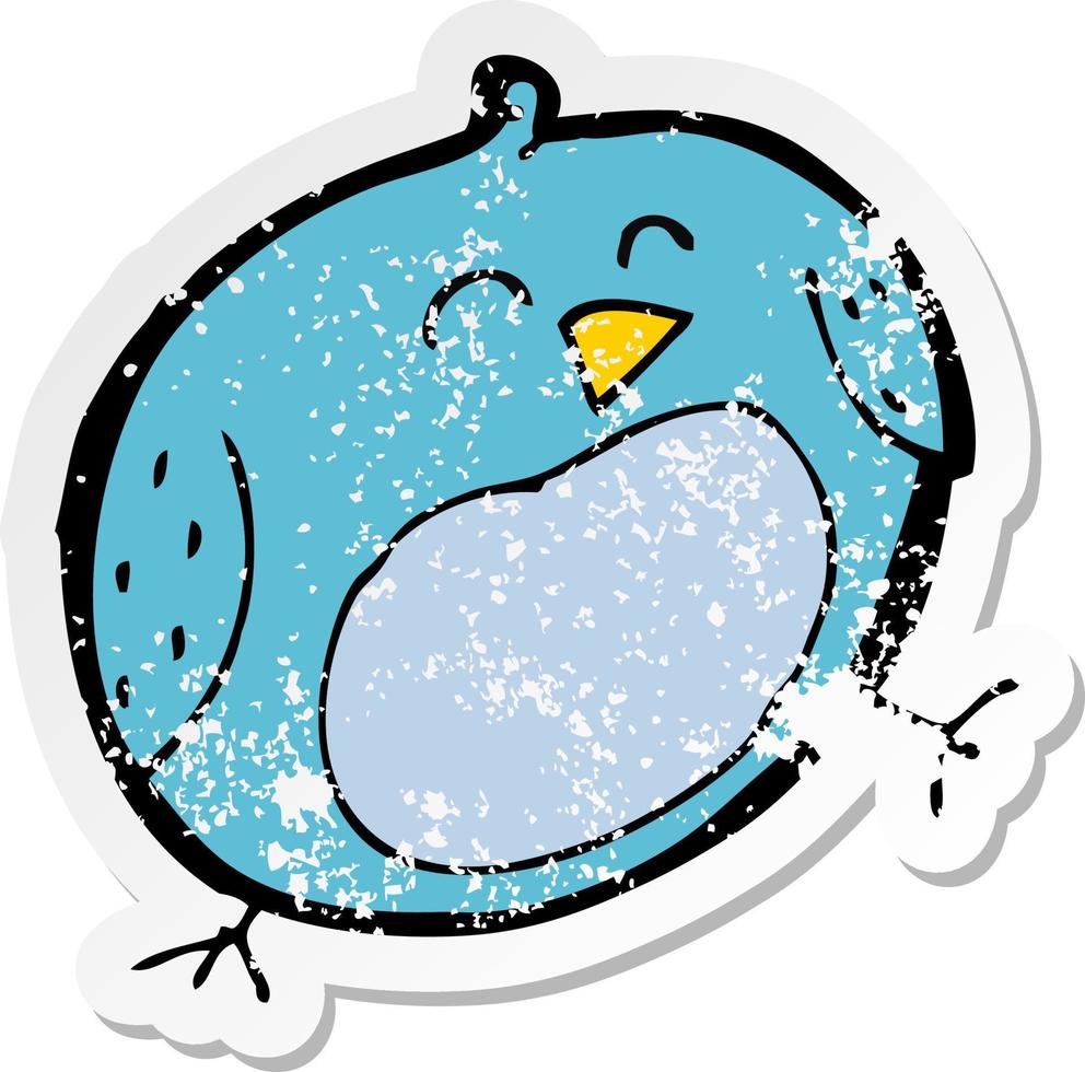 retro distressed sticker of a cartoon bird vector