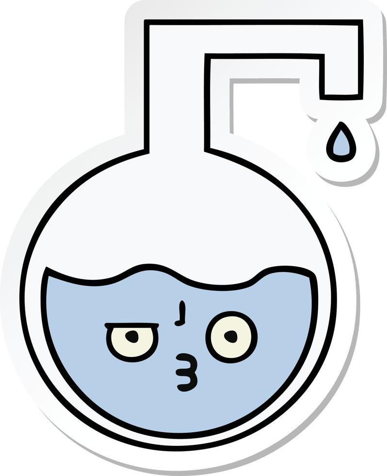 sticker of a cute cartoon science experiment vector
