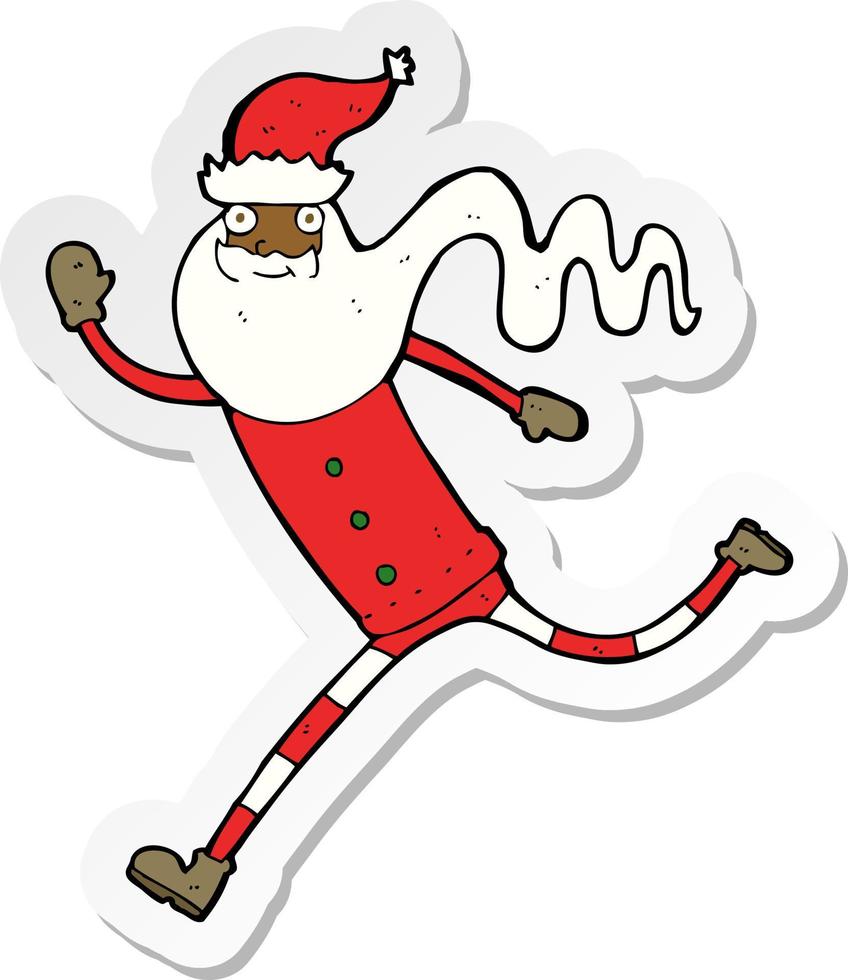 sticker of a cartoon running santa vector