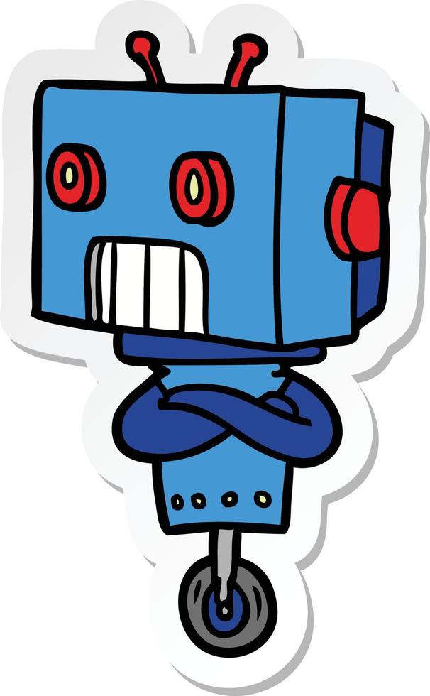 sticker of a cartoon robot vector