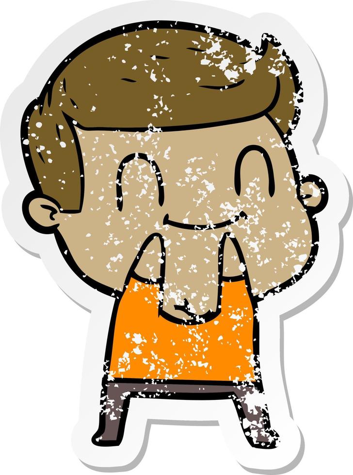 distressed sticker of a cartoon friendly man vector